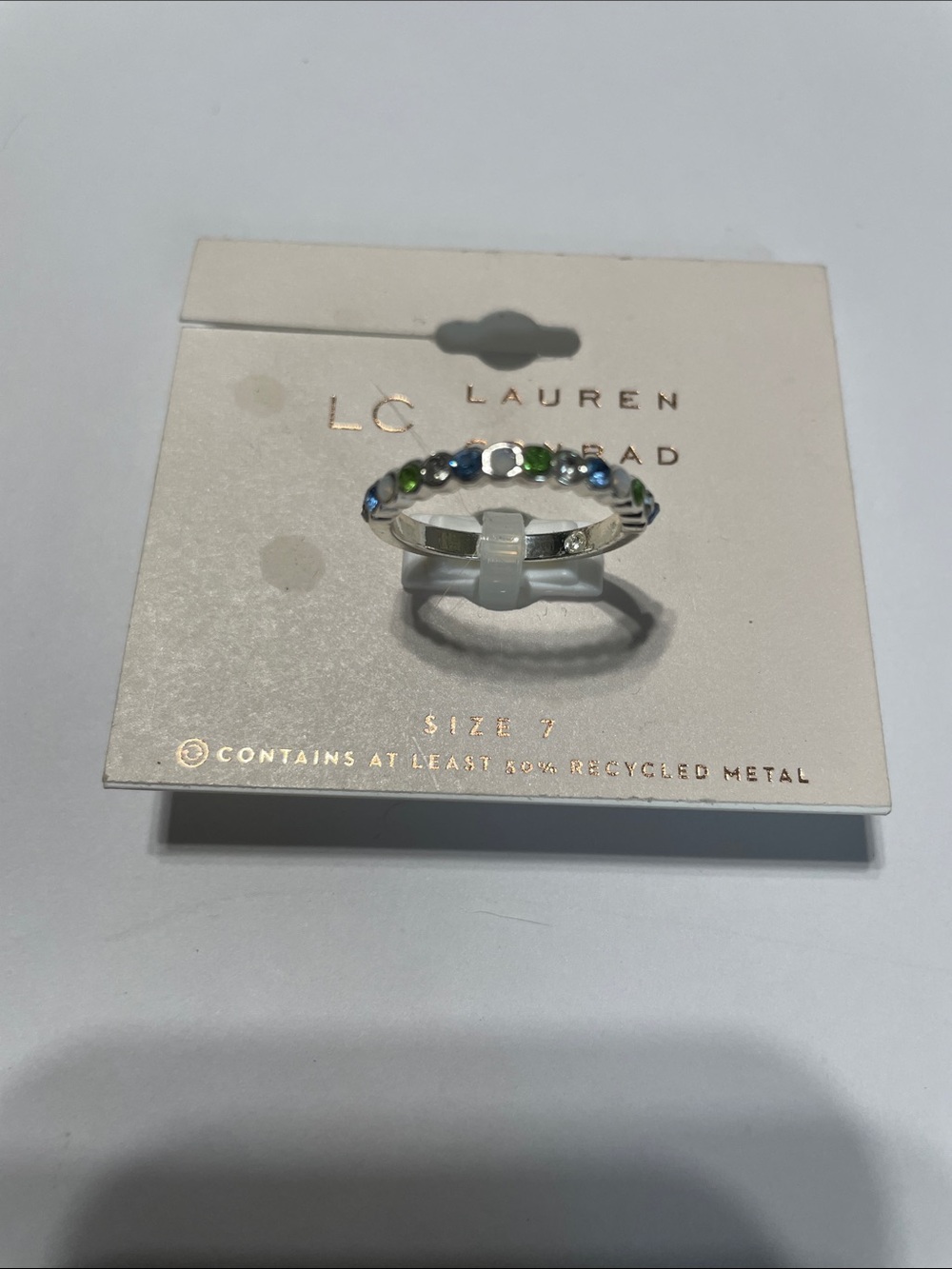 LC Lauren Conrad Silver Ring with Blue and Green Stones